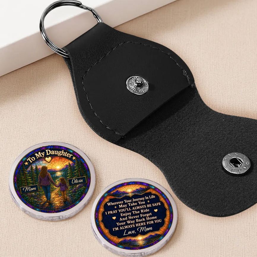Personalized Father & Son Pocket Hug Custom Sunset Journey Keepsake Gift for Son, Inspirational Carry Along Token