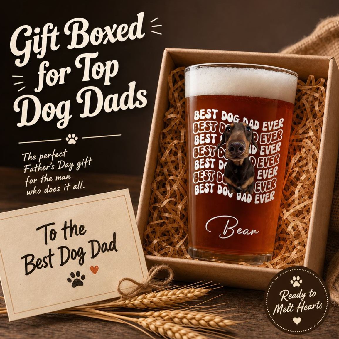 Personalized Dog Dad Beer Glass – Custom Pet Portrait Beer Cup, Funny Father's Day Gift for Dog Lovers, Outdoor Party Drinkware