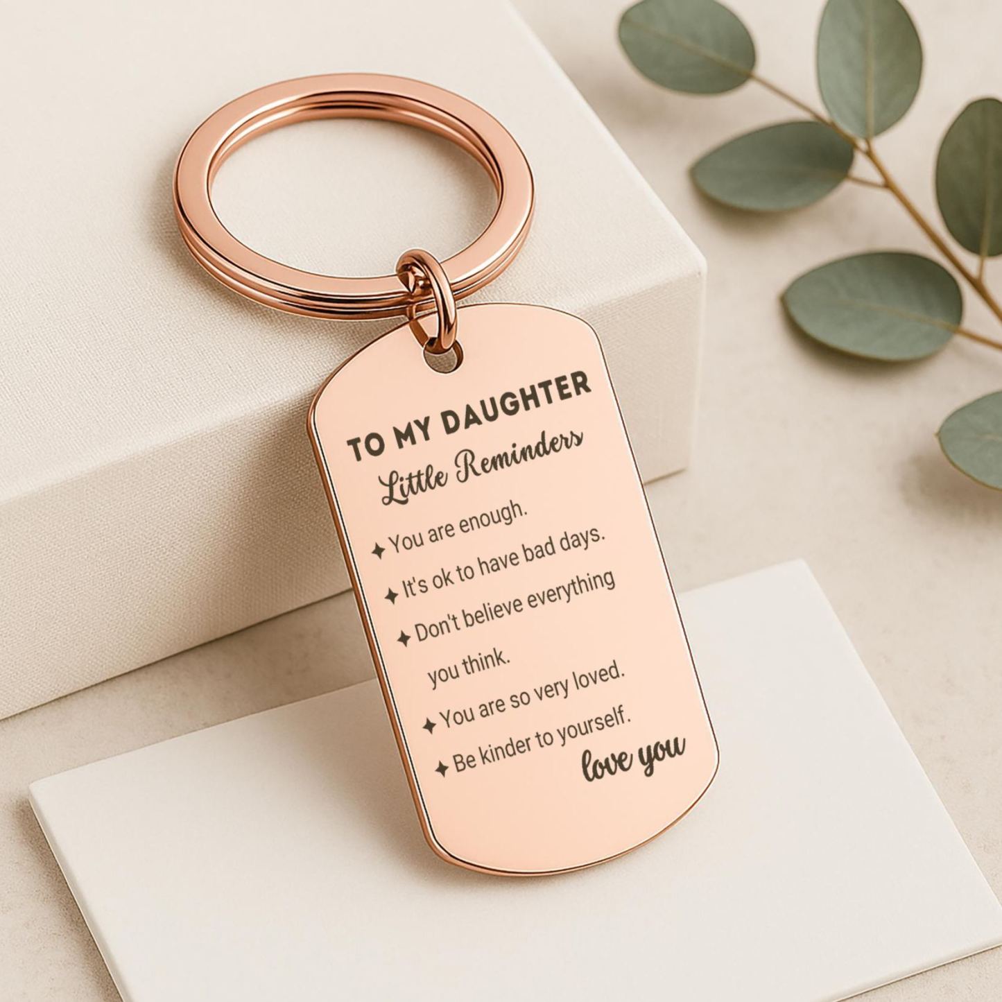 Daily Reminders Custom Engraved Keyring,To My Son or Daughter, Motivational Quote Keychain, Inspirational Keepsak Gift