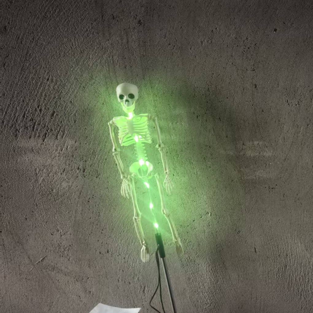 Halloween Solar Skeleton Ground Lights, Waterproof Outdoor Scary Skull Garden Stake Lights, Horror Yard Decorations for Halloween Party, Patio, Lawn & Graveyard Decor