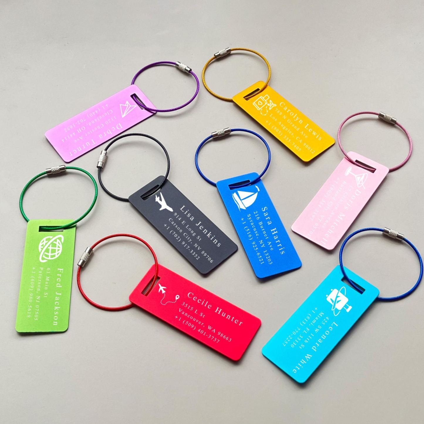 Custom Engraved Aluminum Luggage Tag, Personalized Travel Suitcase Identifier