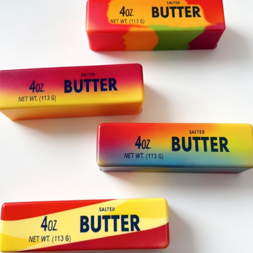 Butter Stick Squishy Toy, Colorful Printed PU Slow Rising Stress Relief Toy, Soft Squeeze Fidget Toy, Realistic Butter Shape Sensory Toy - PhotoMoonLamp