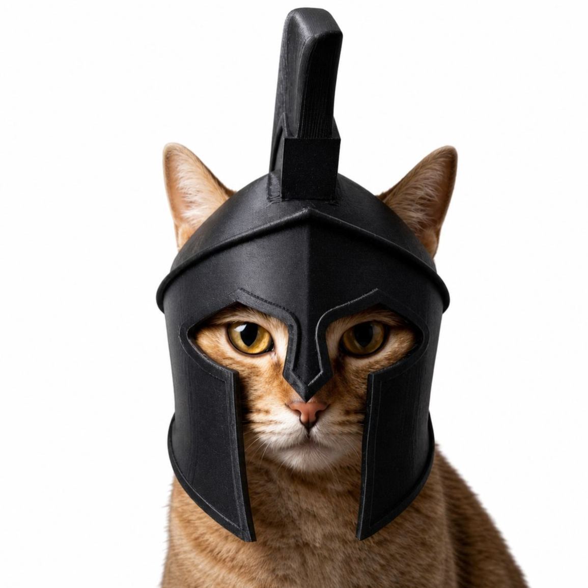 Minimalist Mythical Pet Decor: Spartan Cat Helmet Figurine for Modern Homeowners Who Love History & Cats - PhotoMoonLamp