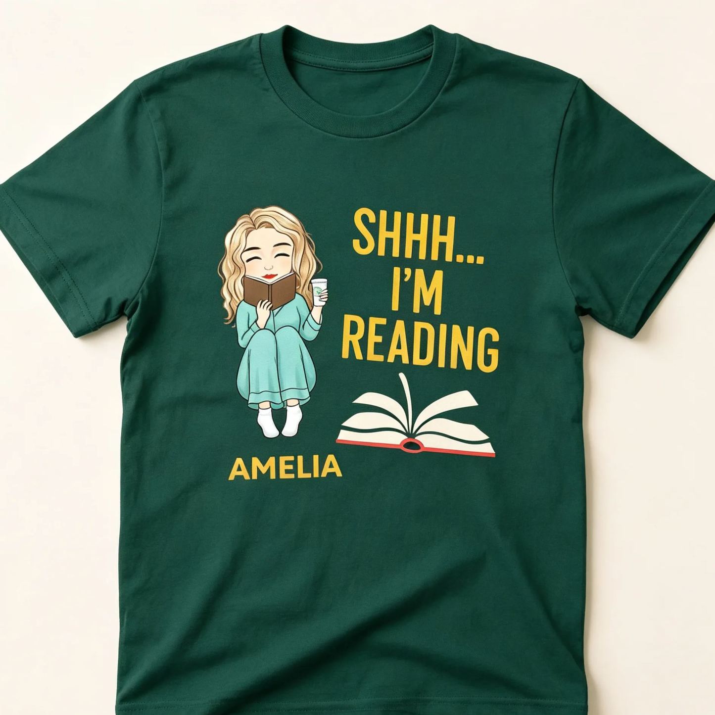 Custom Book Lover T-Shirt – Personalized Reading Zone Tee, Gifts for Bookworms, Readers & Book Lovers - PhotoMoonLamp