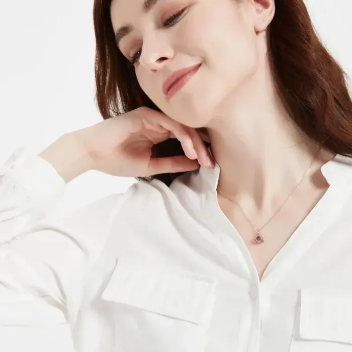 Valentine's Day Gift Personalized Projection Photo Necklace Gift for Her - PhotoMoonLamp