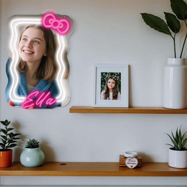 Custom Selfie Neon Sign, Mirror LED Sign for Photo booth, Backdrop, Custom Acrylic Light, Couple Photo Prop, Personalized Gifts, Room Decor