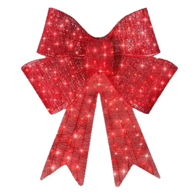 Christmas Bow, Large Outdoor LED Lighted Holiday Decor Light