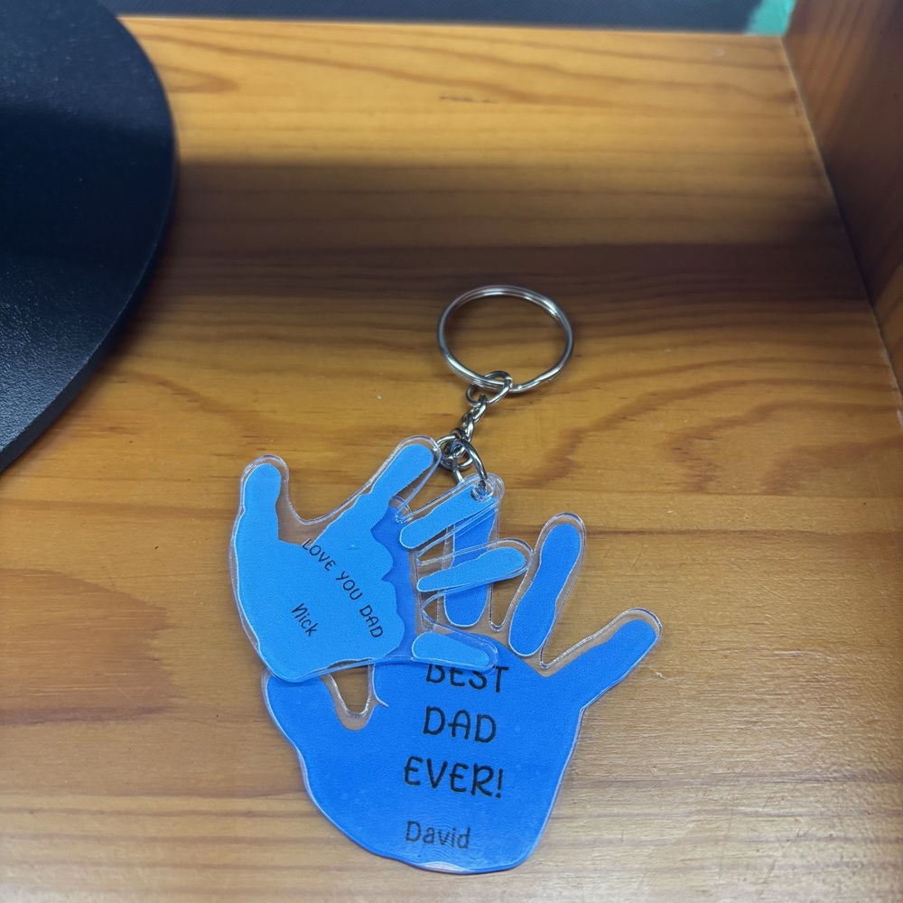Father's Day Gift Customized Name Palm Print Keychain Engraved with Unique Love