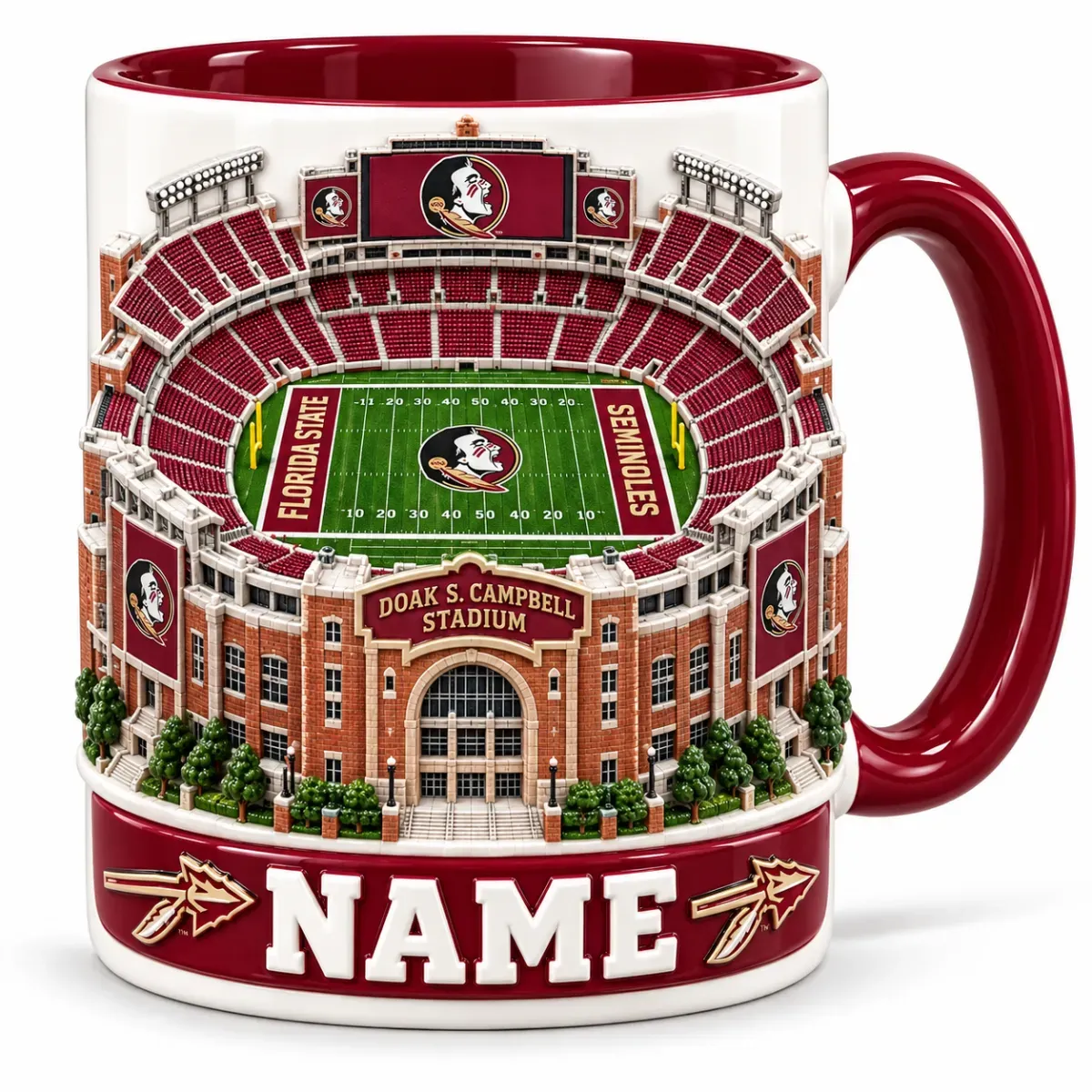 Personalized Stadium Coffee Mug for Football Fans – Gift for College Game Day, Birthday, or Graduation 2D Look 3D Pop