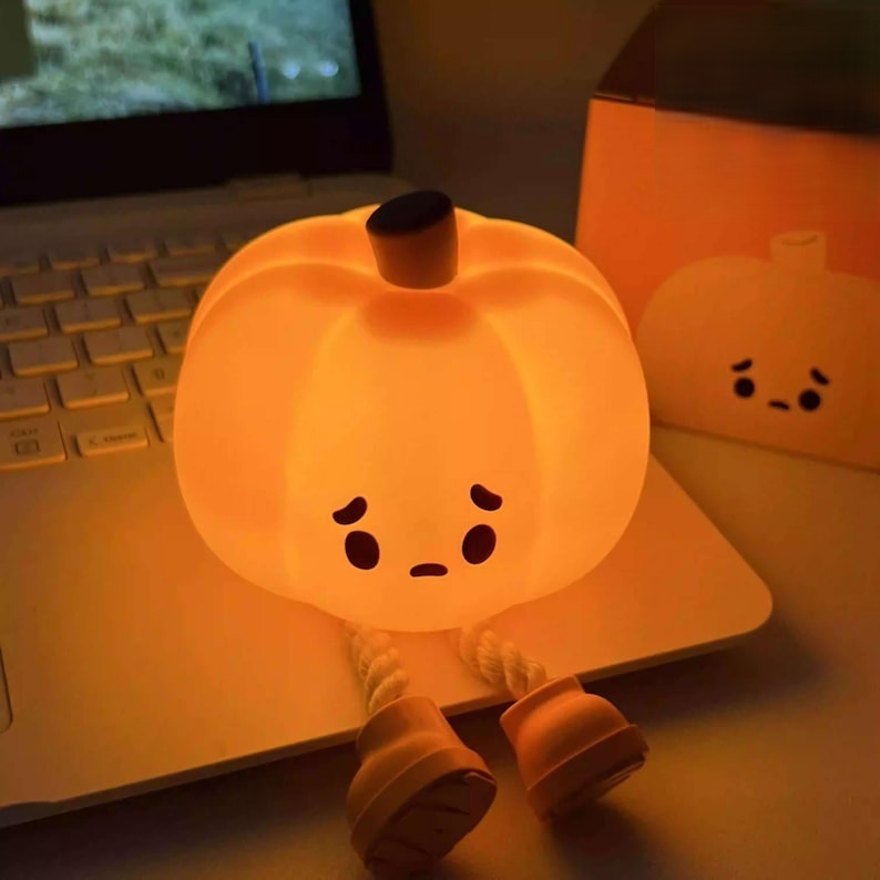 Pumpkin Night Light Decor, Cute Night Light For Kids Room, silicone pumpkin lantern dimmable, Halloween decoration atmosphere lamp