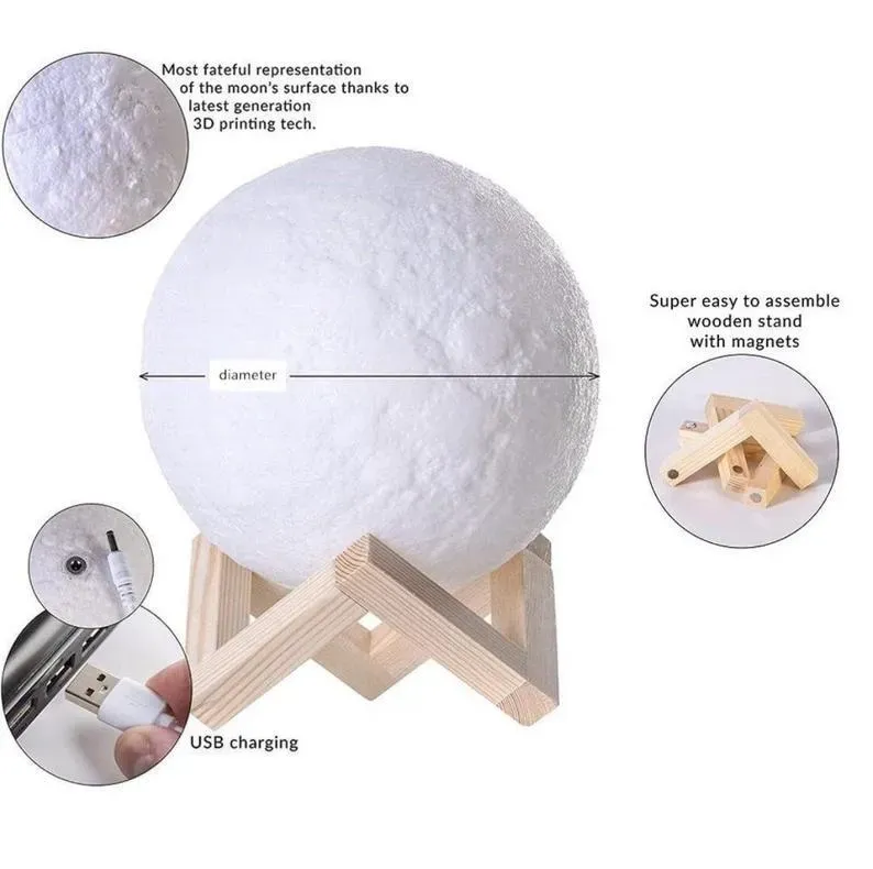 Engraved Photo Lamp Two Colors Magic Lunar Customized Earth Lamp With Text, Christmas Gift for Mom(10-15cm)