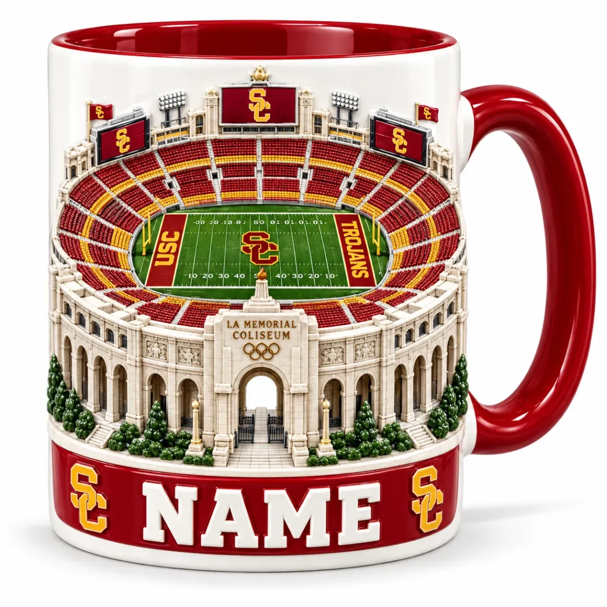Personalized Stadium Coffee Mug for Football Fans – Gift for College Game Day, Birthday, or Graduation 2D Look 3D Pop