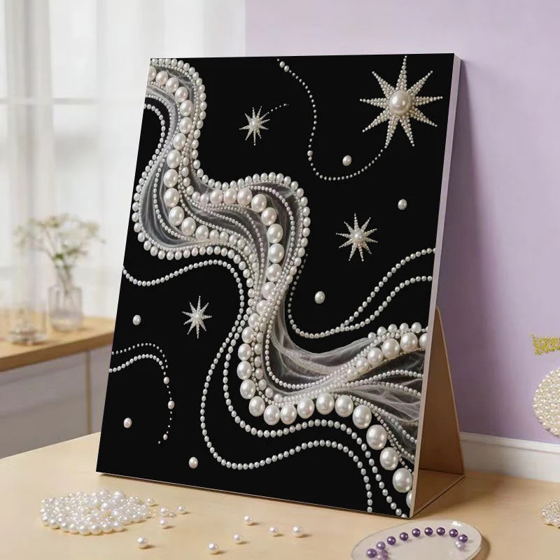 DIY Pearl Painting Kit with Beginner-Friendly Craft Set and Frame Elegant Beads Art Perfect Gift for Family for Friends for Yourself - PhotoMoonLamp