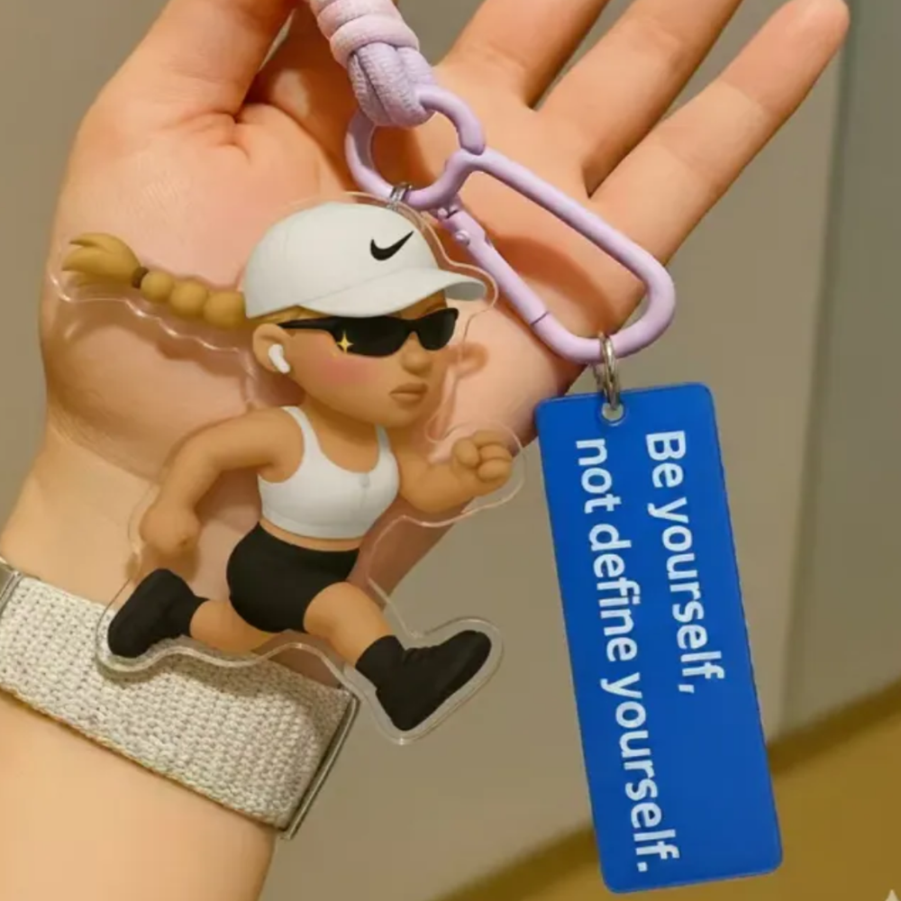 Custom AI Portrait Acrylic Keychain - Personalized Photo & Text 3D Effect 2D Printed Accessory