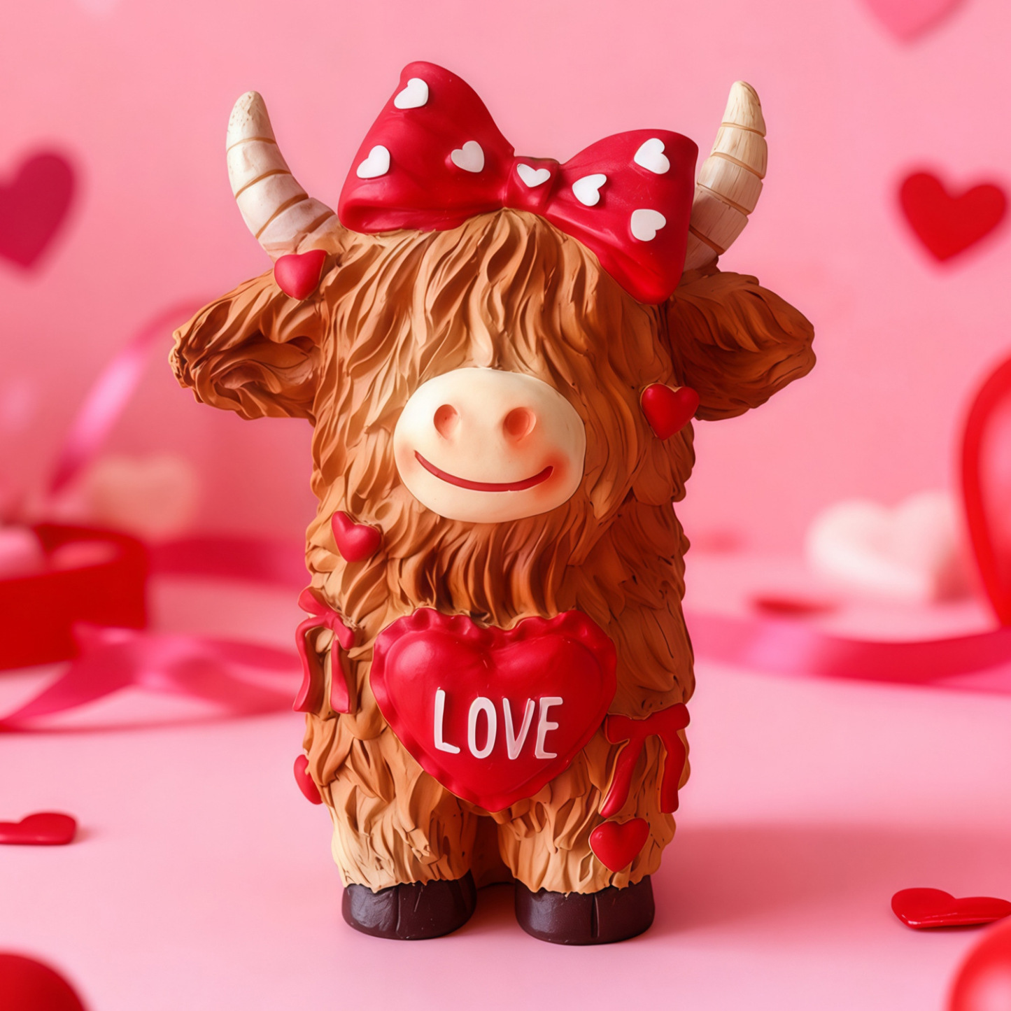 Sweet Highland Cow Pair Resin Ornament - Valentine's Day Home Decor for Couples