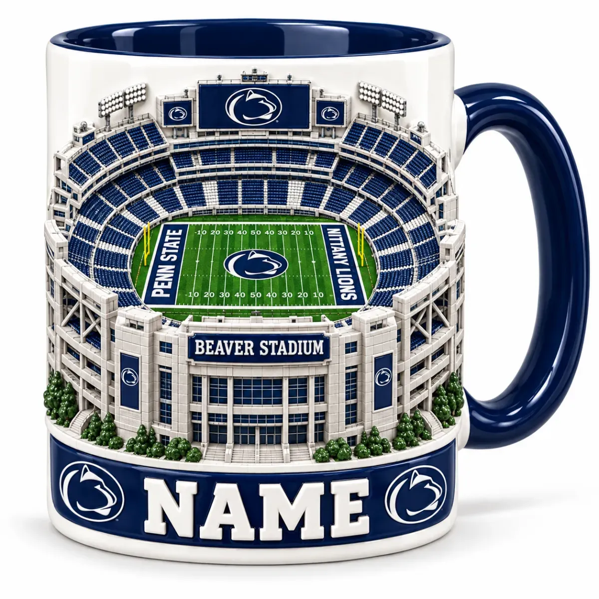 Personalized Stadium Coffee Mug for Football Fans – Gift for College Game Day, Birthday, or Graduation 2D Look 3D Pop