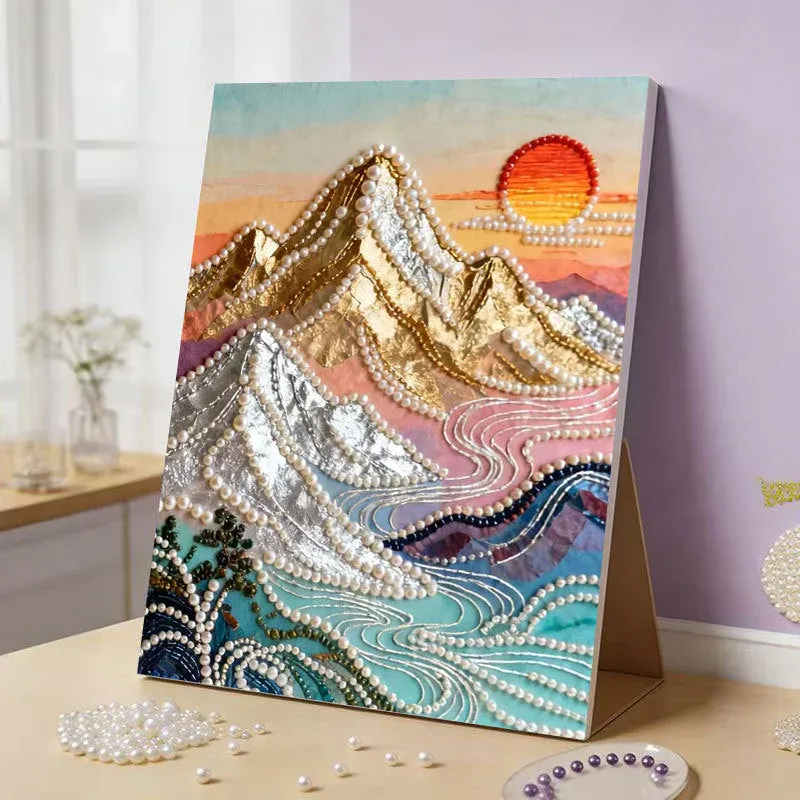 DIY Pearl Painting Kit with Beginner-Friendly Craft Set and Frame Elegant Beads Art Perfect Gift for Family for Friends for Yourself - PhotoMoonLamp