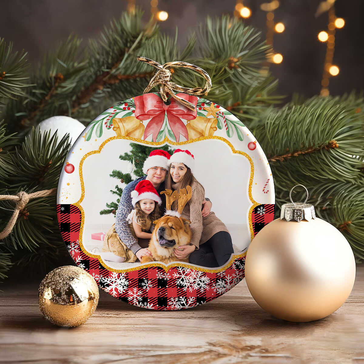 Personalized Family Photo Christmas Ornament, Family Pet Ornament with Picture, Custom Christmas Ceramic Ornament Gift Ideas
