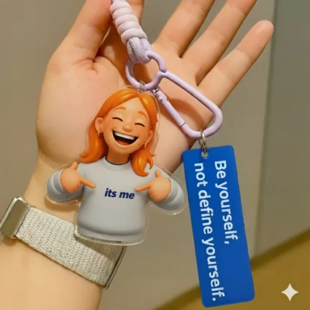 Custom AI Portrait Acrylic Keychain - Personalized Photo & Text 3D Effect 2D Printed Accessory