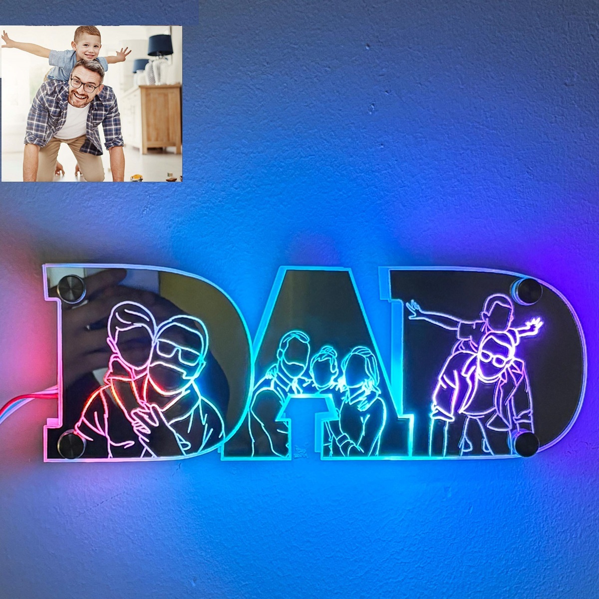 Father’s Day Gift Personalized Picture Engraving Studio Mirror Lamp