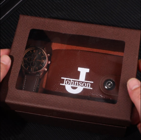 Father's Day Gift Set Custom Name Men's Watch and Wallet Gift Box Men's Gift