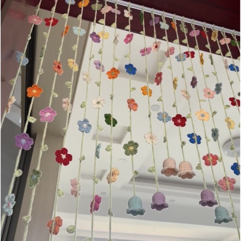 Flower Woven Door Curtain | Colorful Lily of the Valley Hanging Decor for Bedroom