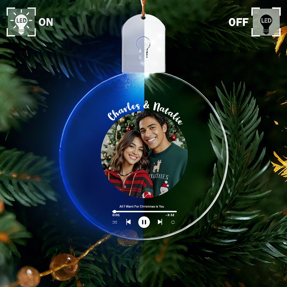 Personalized Photo Acrylic Ornament Christmas Glows Ornament Gift for Lover