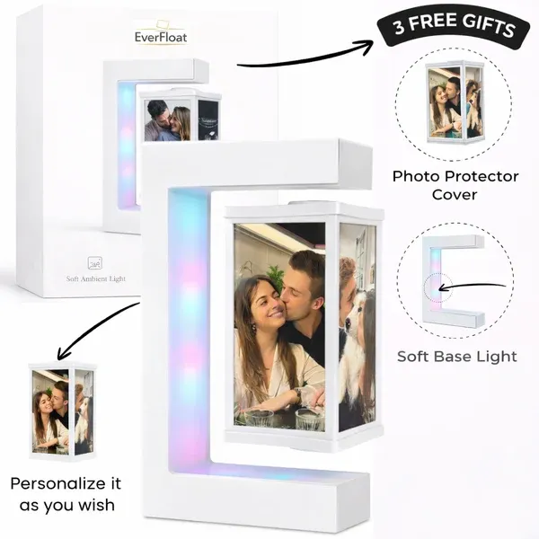 Personalized Floating Photo Lamp for Couples, Romantic Anniversary Gift with Soft Base Light