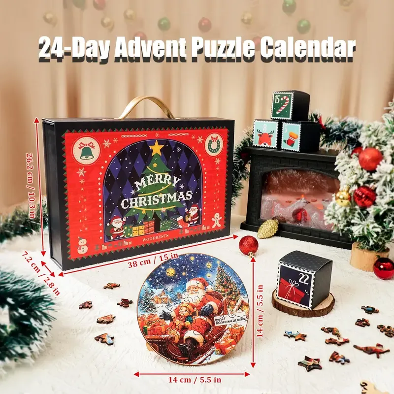 24-Day Advent Puzzle Calendar, Premium Christmas Countdown with Mini Puzzles, Ideal Gift for All Ages