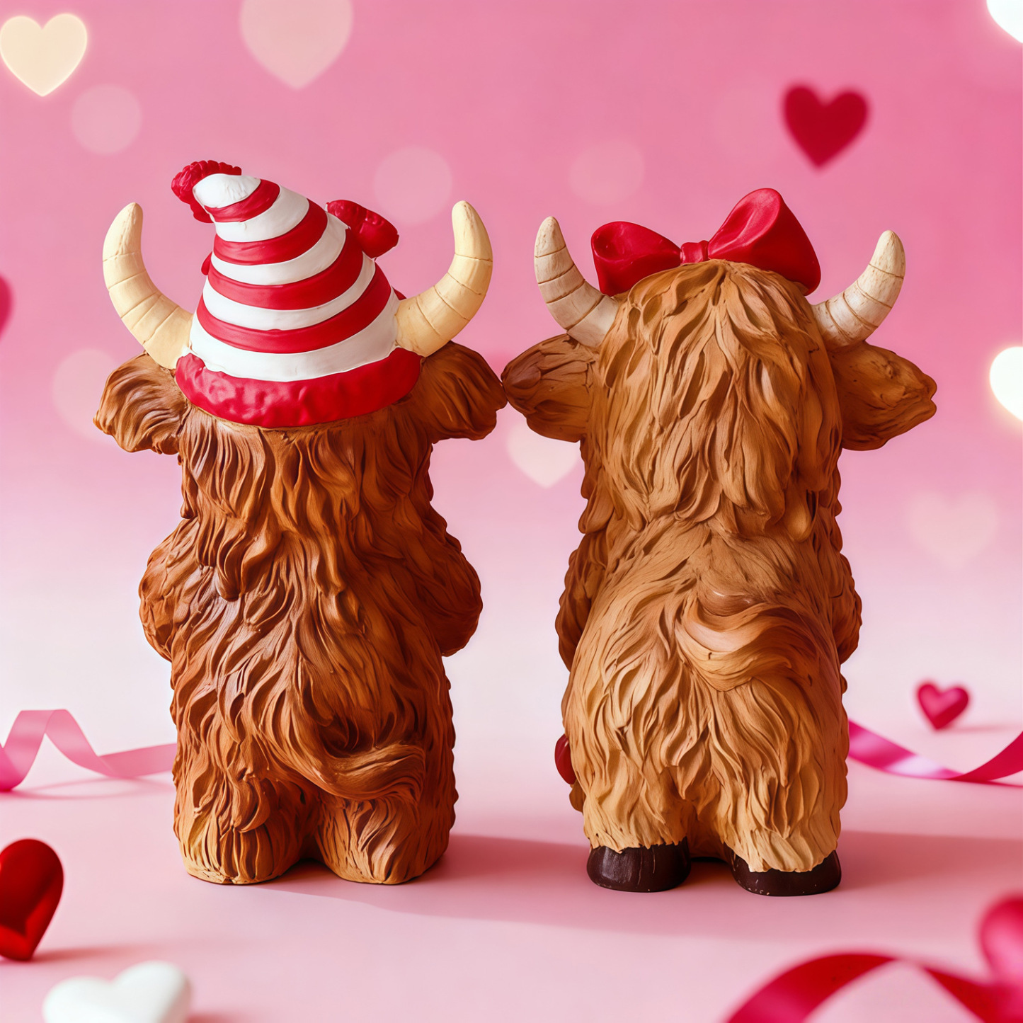 Sweet Highland Cow Pair Resin Ornament - Valentine's Day Home Decor for Couples