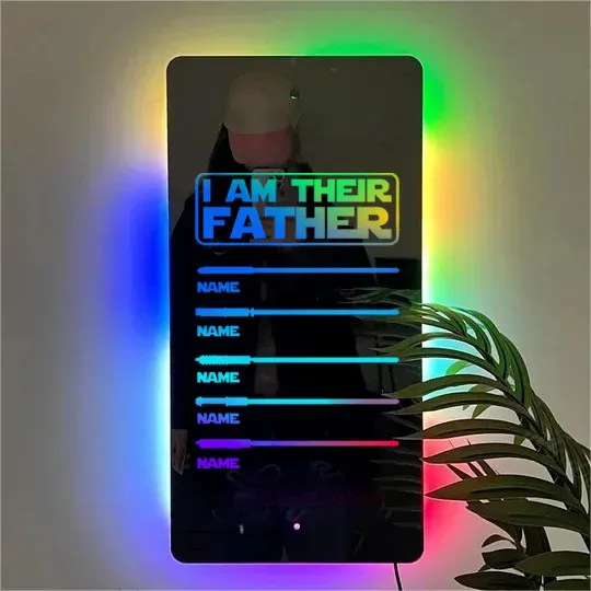 Father's Day Hot Sale I Am Their Father Lightsaber Mirror Lamp