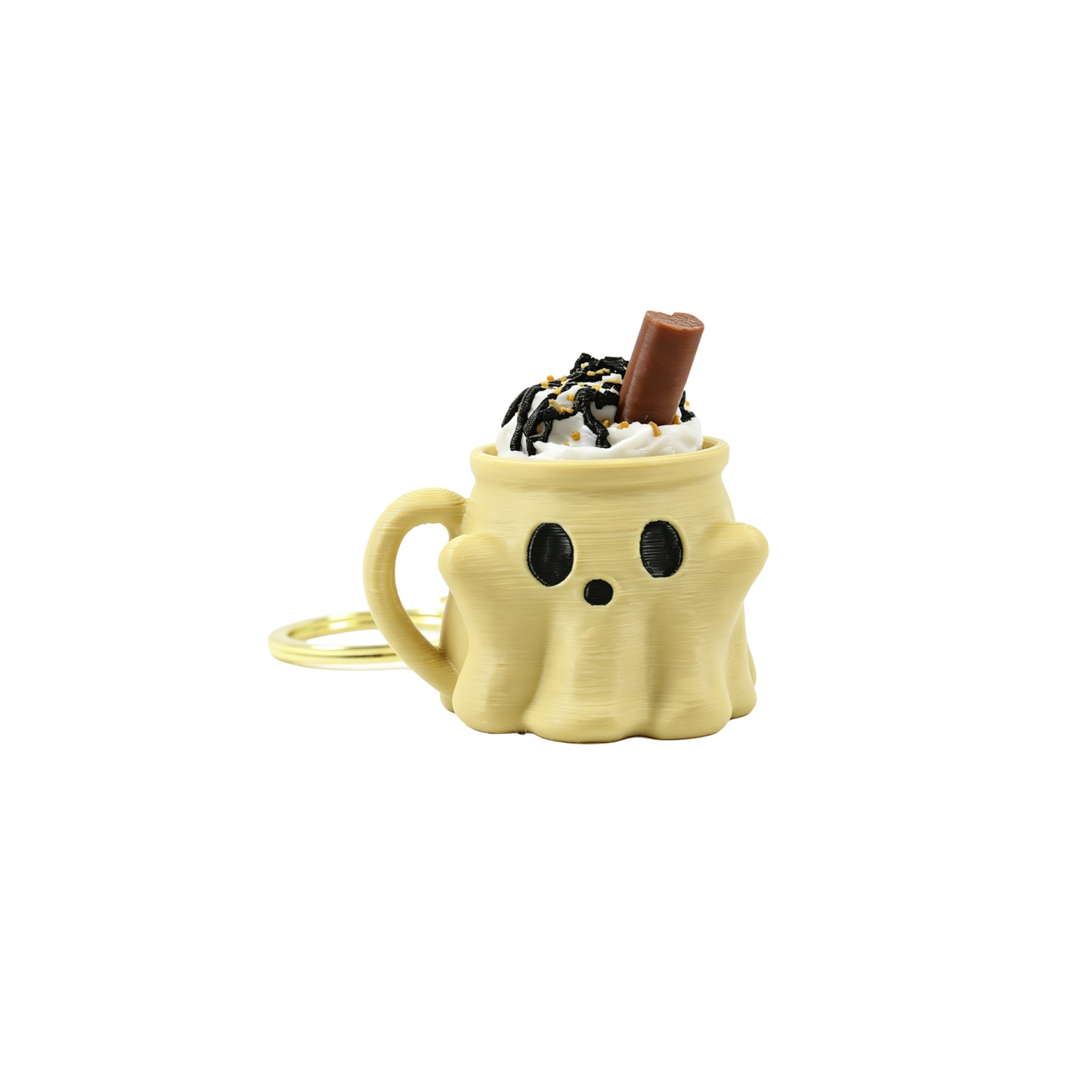 Ghost Ice Cream Keychain Cute Halloween-Themed Mug & Keyboard Fidget Charm, Fun Bag Pendant & Novelty Gift