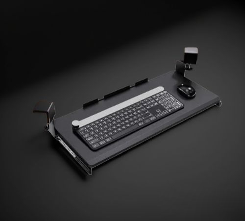 Black Keyboard Tray Under Desk with 45° Adjustable C Clamp for L Shaped Desk