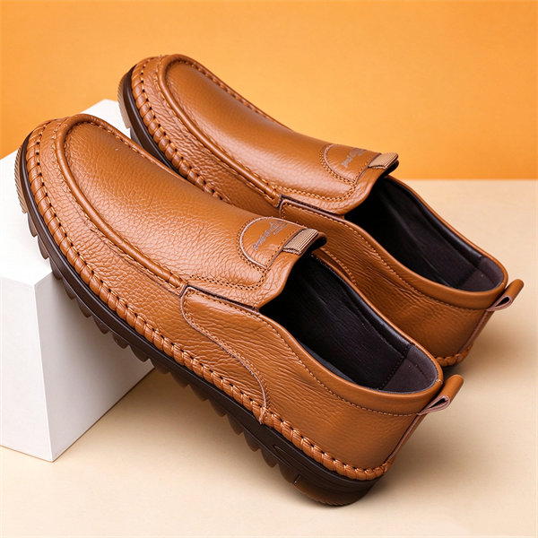 Men's Genuine Leather Non-Slip Waterproof Soft-Soled Casual Loafers