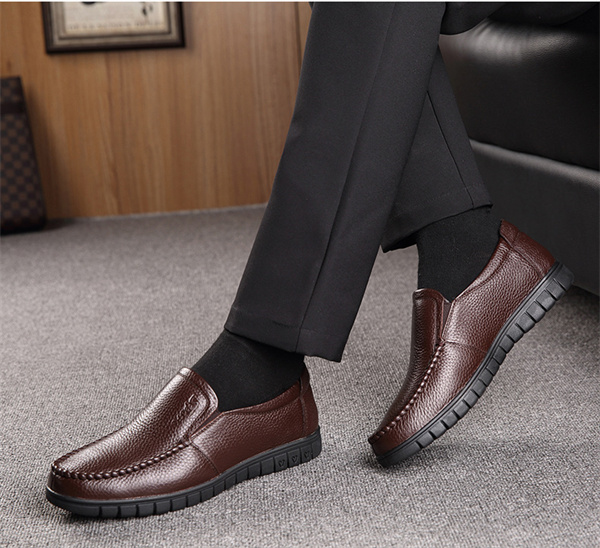 Men's genuine leather soft insole non-slip slip-on loafers-MENSZONES