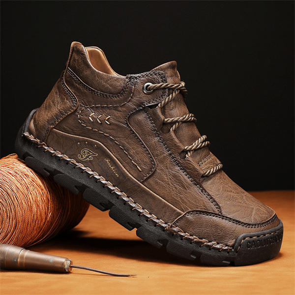 Men's genuine leather handmade non-slip waterproof casual shoes-MENSZONES