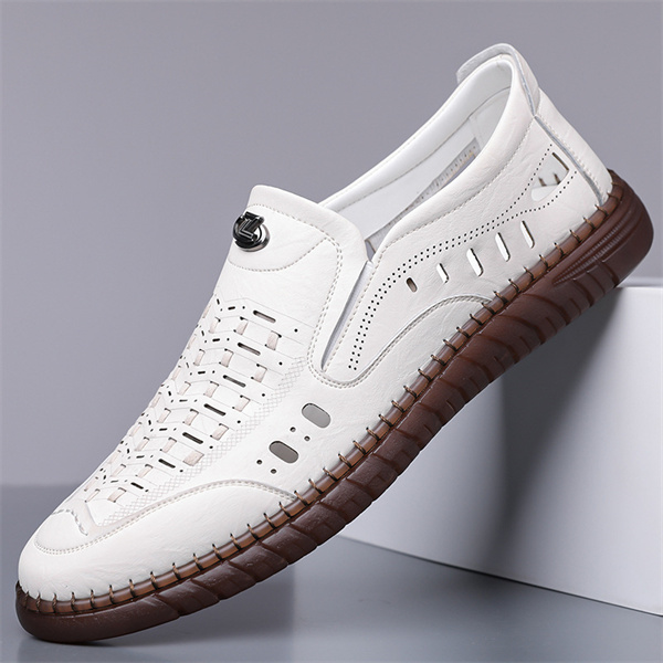 Men's genuine leather handmade non-slip soft sole casual sandals