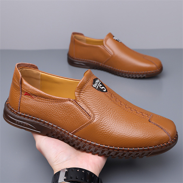 Men's genuine leather soft sole non-slip arch support casual loafers