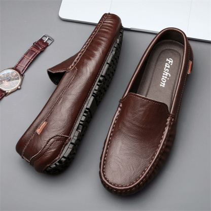 Genuine leather comfortable and casual slip-on loafers