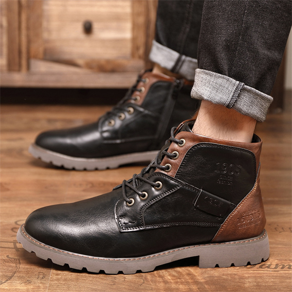 Men's genuine leather waterproof and non-slip vintage Martin boots-MENSZONES