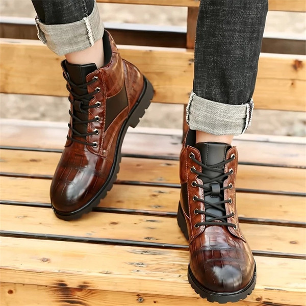 Men's genuine leather waterproof and non-slip retro casual martin boots-MENSZONES