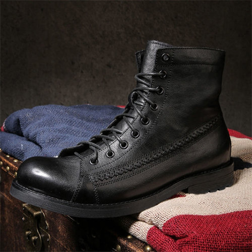 Mens Genuine Leather Waterproof Non-slip Arch Support Hiking Casual Chukka Boots