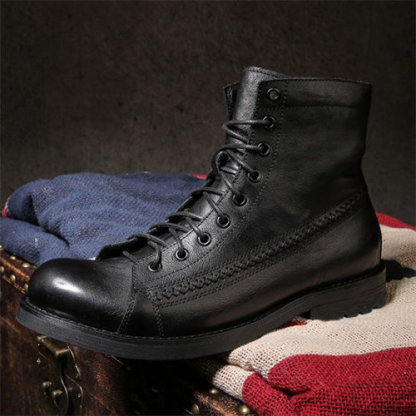 Mens Genuine Leather Waterproof Non-slip Arch Support Hiking Casual Chukka Boots