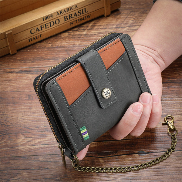 Genuine leather anti-theft zipper coin purse and card holder