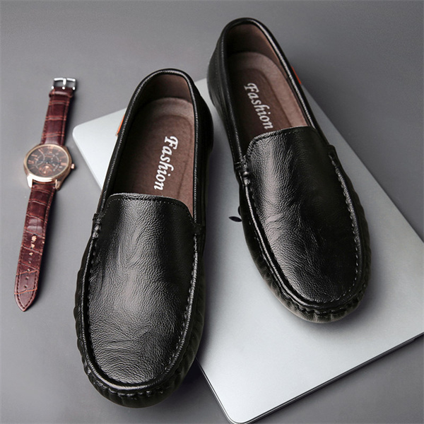 Genuine leather comfortable and casual slip-on loafers
