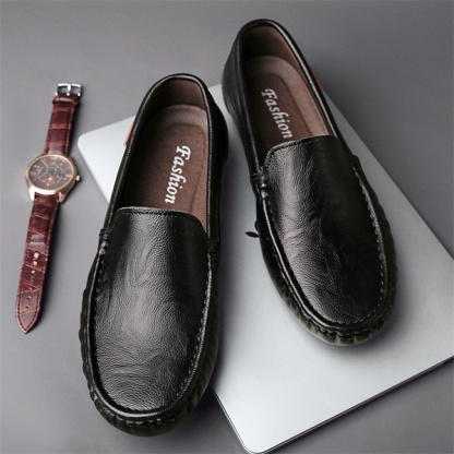Genuine leather comfortable and casual slip-on loafers