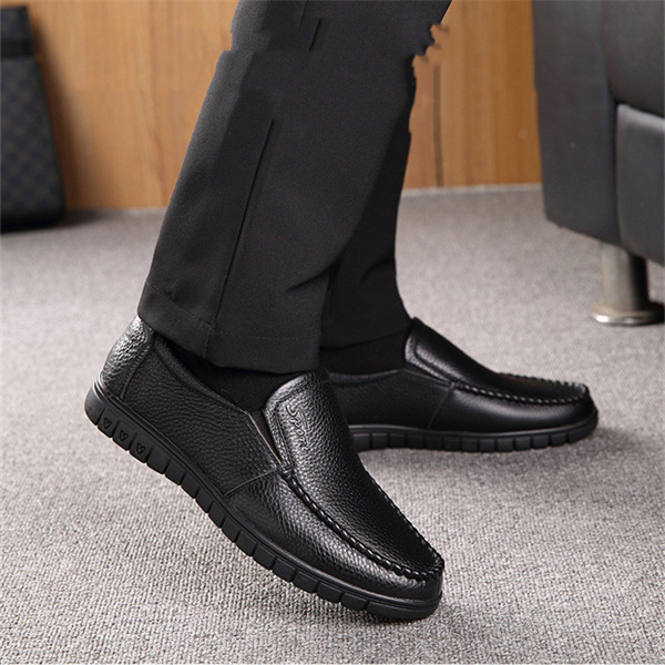 Men's genuine leather soft insole non-slip slip-on loafers-MENSZONES