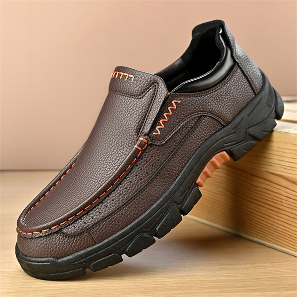 Men's genuine leather soft sole non-slip waterproof casual loafers