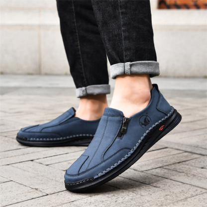Men's genuine leather handmade non-slip breathable casual loafers