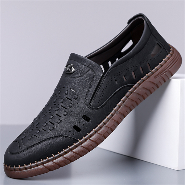 Men's genuine leather handmade non-slip soft sole casual sandals